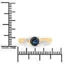 0.88 Carat Genuine Blue Sapphire and White Diamond 14K Yellow Gold Ring-3