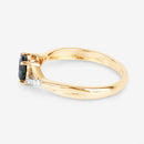 0.88 Carat Genuine Blue Sapphire and White Diamond 14K Yellow Gold Ring-6