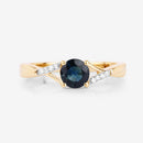 0.88 Carat Genuine Blue Sapphire and White Diamond 14K Yellow Gold Ring-8