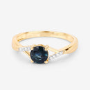 0.88 Carat Genuine Blue Sapphire and White Diamond 14K Yellow Gold Ring-9