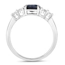 1.38 Carat Genuine Blue Sapphire and White Diamond 14K White Gold Ring-2