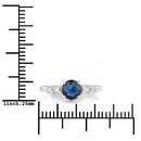 1.38 Carat Genuine Blue Sapphire and White Diamond 14K White Gold Ring-3