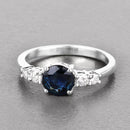 1.38 Carat Genuine Blue Sapphire and White Diamond 14K White Gold Ring-4