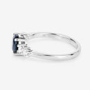 1.38 Carat Genuine Blue Sapphire and White Diamond 14K White Gold Ring-6