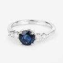 1.38 Carat Genuine Blue Sapphire and White Diamond 14K White Gold Ring-9