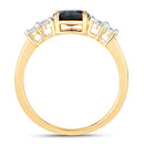 1.38 Carat Genuine Blue Sapphire and White Diamond 14K Yellow Gold Ring-2