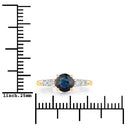 1.38 Carat Genuine Blue Sapphire and White Diamond 14K Yellow Gold Ring-3