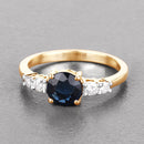 1.38 Carat Genuine Blue Sapphire and White Diamond 14K Yellow Gold Ring-4