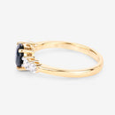 1.38 Carat Genuine Blue Sapphire and White Diamond 14K Yellow Gold Ring-6
