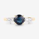 1.38 Carat Genuine Blue Sapphire and White Diamond 14K Yellow Gold Ring-8