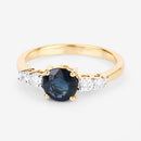 1.38 Carat Genuine Blue Sapphire and White Diamond 14K Yellow Gold Ring-9