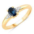 0.84 Carat Genuine Blue Sapphire and White Diamond 14K Yellow Gold Ring-1