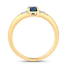 0.84 Carat Genuine Blue Sapphire and White Diamond 14K Yellow Gold Ring-2