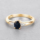 0.84 Carat Genuine Blue Sapphire and White Diamond 14K Yellow Gold Ring-4