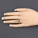 0.84 Carat Genuine Blue Sapphire and White Diamond 14K Yellow Gold Ring-5