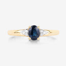 0.84 Carat Genuine Blue Sapphire and White Diamond 14K Yellow Gold Ring-8