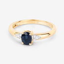 0.84 Carat Genuine Blue Sapphire and White Diamond 14K Yellow Gold Ring-9