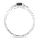 0.84 Carat Genuine Blue Sapphire and White Diamond 14K White Gold Ring-2
