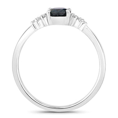 0.84 Carat Genuine Blue Sapphire and White Diamond 14K White Gold Ring - 0