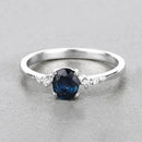 0.84 Carat Genuine Blue Sapphire and White Diamond 14K White Gold Ring-4