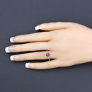 0.84 Carat Genuine Blue Sapphire and White Diamond 14K White Gold Ring-5