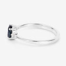 0.84 Carat Genuine Blue Sapphire and White Diamond 14K White Gold Ring-6