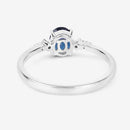 0.84 Carat Genuine Blue Sapphire and White Diamond 14K White Gold Ring-7
