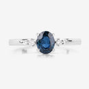 0.84 Carat Genuine Blue Sapphire and White Diamond 14K White Gold Ring-8