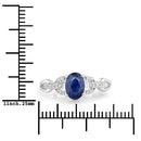 1.12 Carat Genuine Blue Sapphire and White Diamond 14K White Gold Ring-3