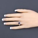 1.12 Carat Genuine Blue Sapphire and White Diamond 14K White Gold Ring-5