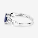 1.12 Carat Genuine Blue Sapphire and White Diamond 14K White Gold Ring-6