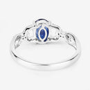 1.12 Carat Genuine Blue Sapphire and White Diamond 14K White Gold Ring-7