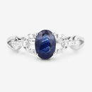 1.12 Carat Genuine Blue Sapphire and White Diamond 14K White Gold Ring-8