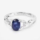1.12 Carat Genuine Blue Sapphire and White Diamond 14K White Gold Ring-9