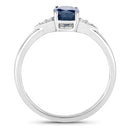 1.01 Carat Genuine Blue Sapphire and White Diamond 14K White Gold Ring-2