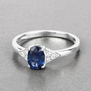 1.01 Carat Genuine Blue Sapphire and White Diamond 14K White Gold Ring-4