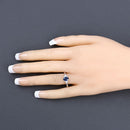 1.01 Carat Genuine Blue Sapphire and White Diamond 14K White Gold Ring-5
