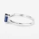 1.01 Carat Genuine Blue Sapphire and White Diamond 14K White Gold Ring-6