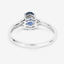 1.01 Carat Genuine Blue Sapphire and White Diamond 14K White Gold Ring-7