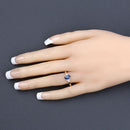 1.01 Carat Genuine Blue Sapphire and White Diamond 14K Yellow Gold Ring-5