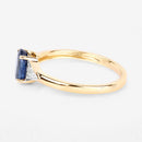 1.01 Carat Genuine Blue Sapphire and White Diamond 14K Yellow Gold Ring-6