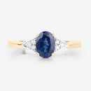 1.01 Carat Genuine Blue Sapphire and White Diamond 14K Yellow Gold Ring-8