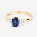 1.01 Carat Genuine Blue Sapphire and White Diamond 14K Yellow Gold Ring-9