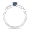 1.04 Carat Genuine Blue Sapphire and White Diamond 14K White Gold Ring-2