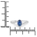 1.04 Carat Genuine Blue Sapphire and White Diamond 14K White Gold Ring-3