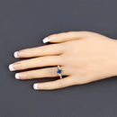 1.04 Carat Genuine Blue Sapphire and White Diamond 14K White Gold Ring-5