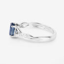 1.04 Carat Genuine Blue Sapphire and White Diamond 14K White Gold Ring-6