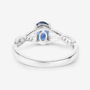 1.04 Carat Genuine Blue Sapphire and White Diamond 14K White Gold Ring-7