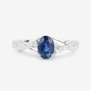 1.04 Carat Genuine Blue Sapphire and White Diamond 14K White Gold Ring-8