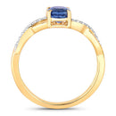 1.04 Carat Genuine Blue Sapphire and White Diamond 14K Yellow Gold Ring-2